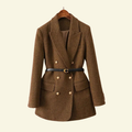 Chic Women's Tweed Blazer with Waist Belt - J&B - 1 - London-stylehouse.com
