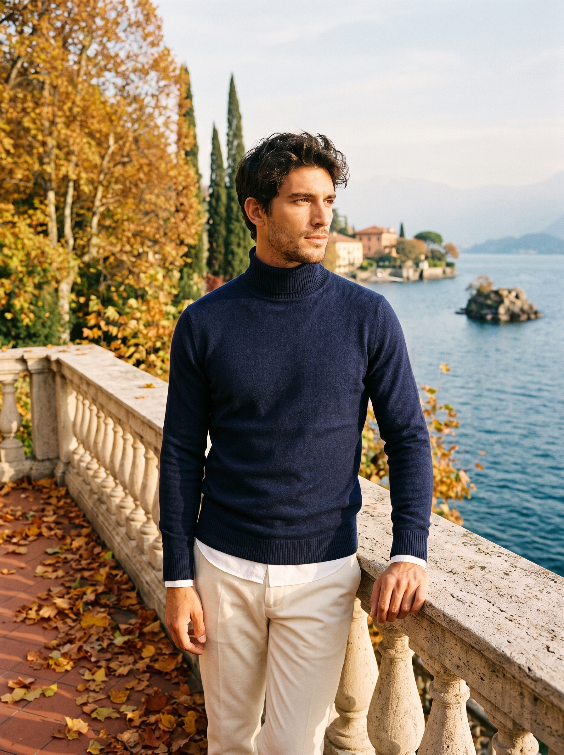Classic-fit burgundy roll-neck jumper for men - J&B - 7 - London-stylehouse.com