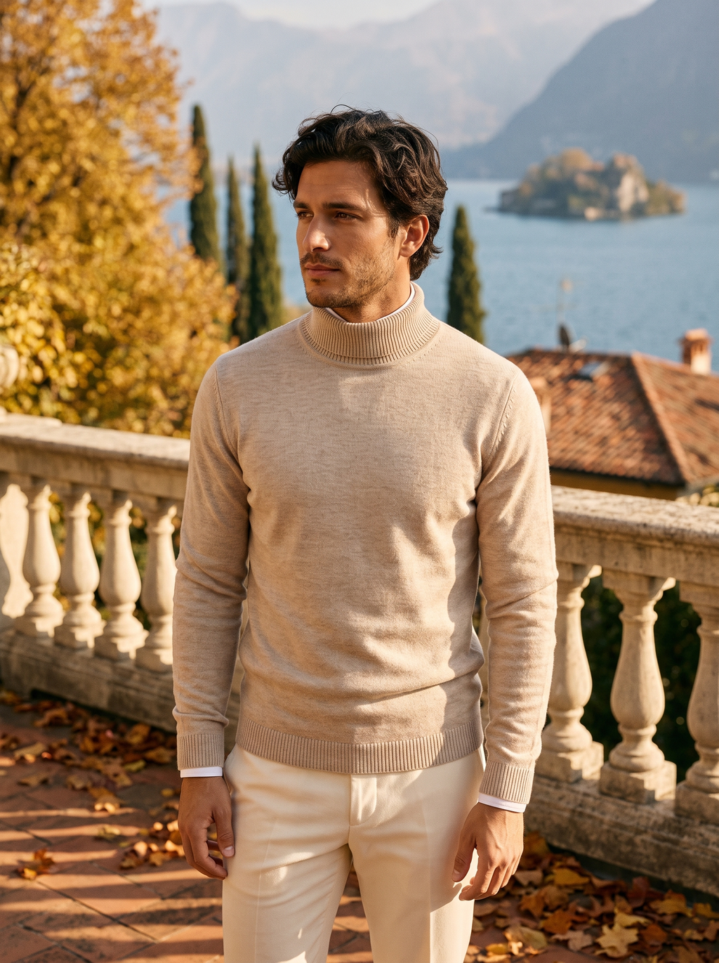 Classic-fit burgundy roll-neck jumper for men - J&B - 10 - London-stylehouse.com