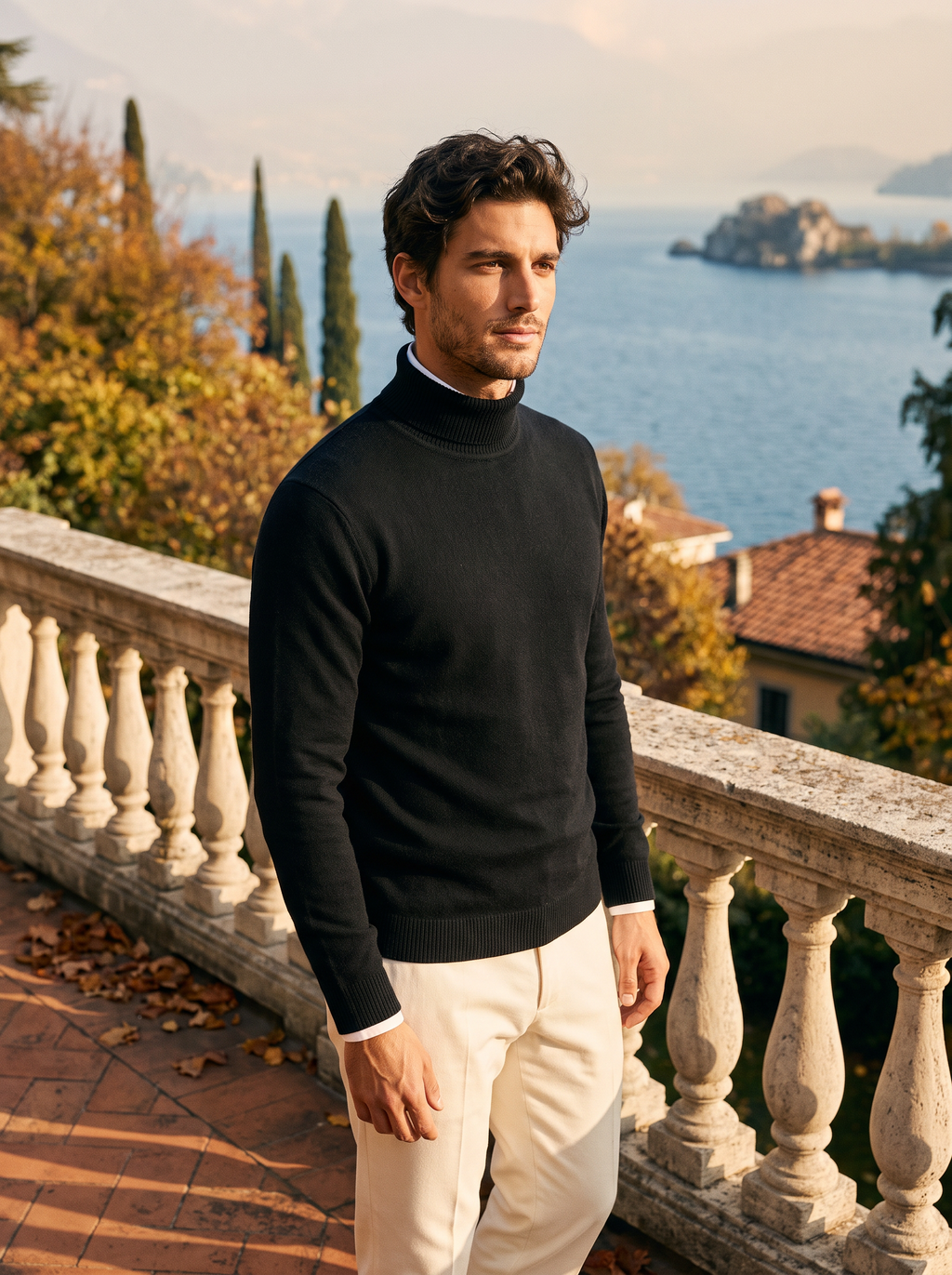 Classic-fit burgundy roll-neck jumper for men - J&B - 11 - London-stylehouse.com