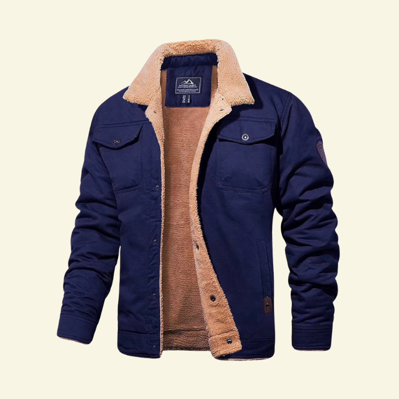 Men's Sherpa-lined Jacket with Button Closure - J&B - 4 - London-stylehouse.com