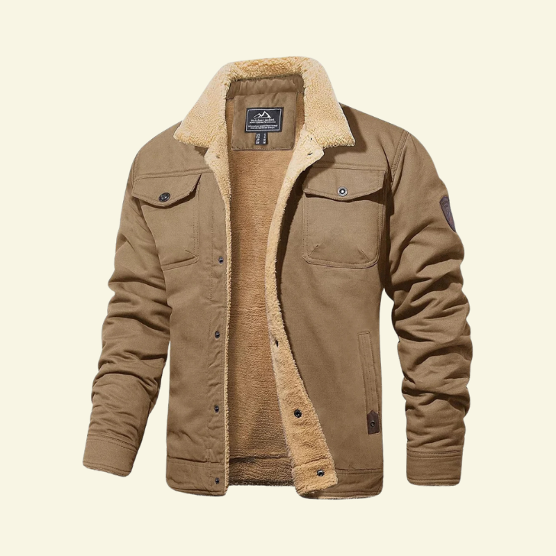 Men's Sherpa-lined Jacket with Button Closure - J&B - 5 - London-stylehouse.com