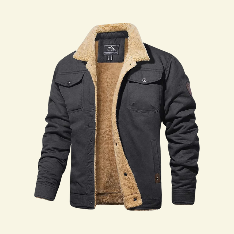 Men's Sherpa-lined Jacket with Button Closure - J&B - 6 - London-stylehouse.com