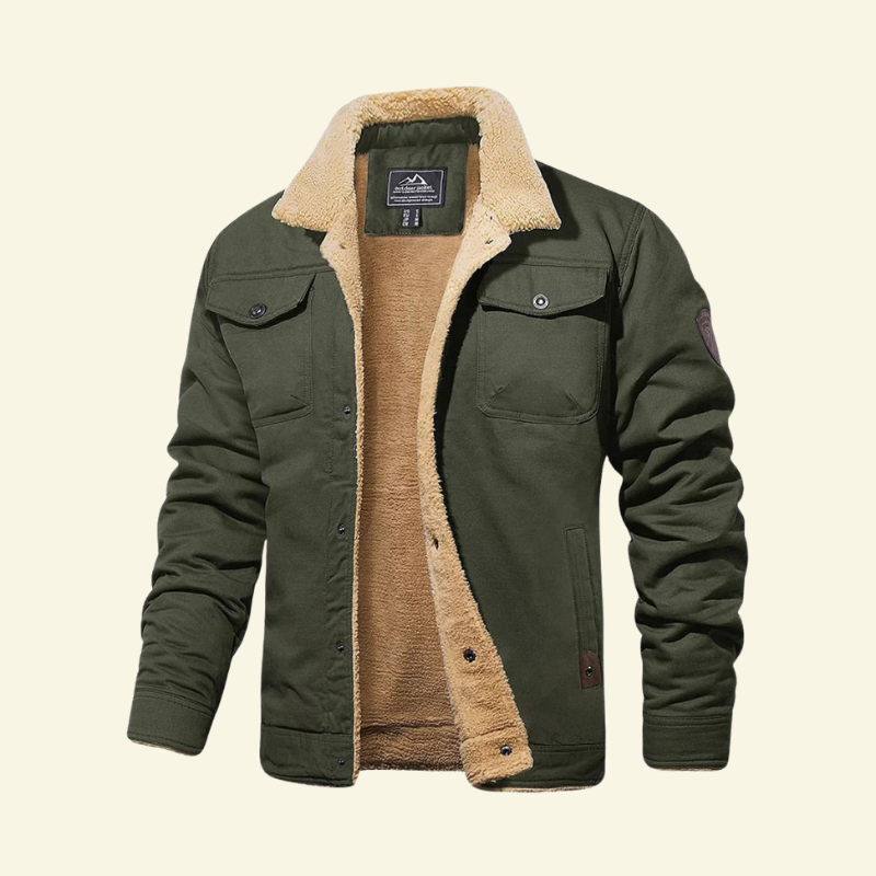 Men's Sherpa-lined Jacket with Button Closure - J&B - 7 - London-stylehouse.com
