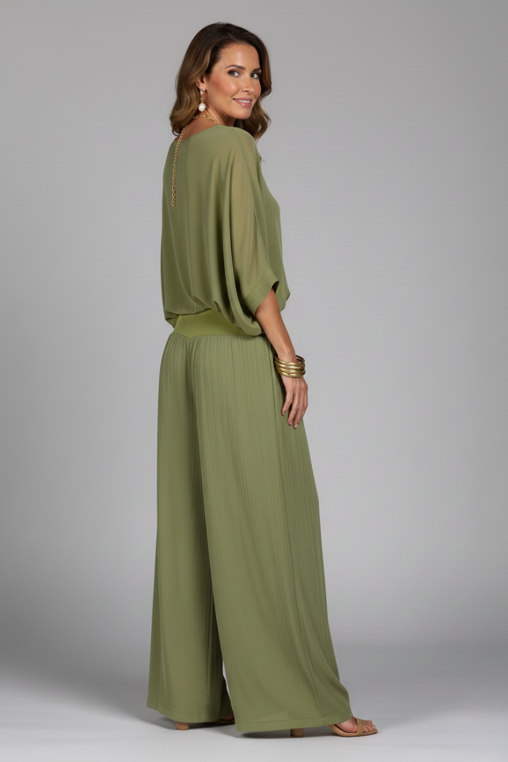 Chic V-neck Two-Piece Ensemble for Women with Relaxed Trousers - J&B - 10 - London-stylehouse.com
