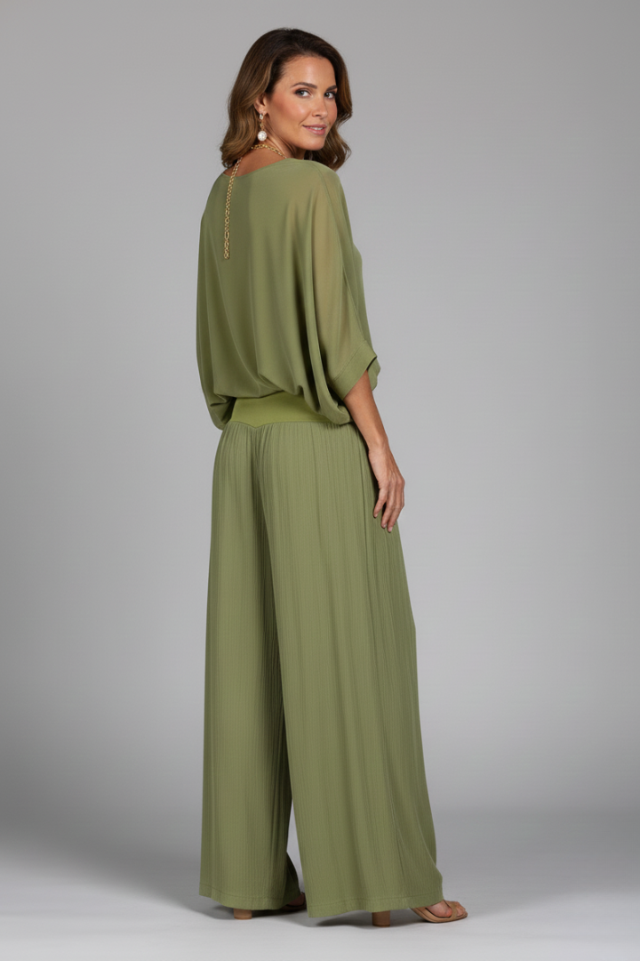 Chic V-neck Two-Piece Ensemble for Women with Relaxed Trousers - J&B - 12 - London-stylehouse.com