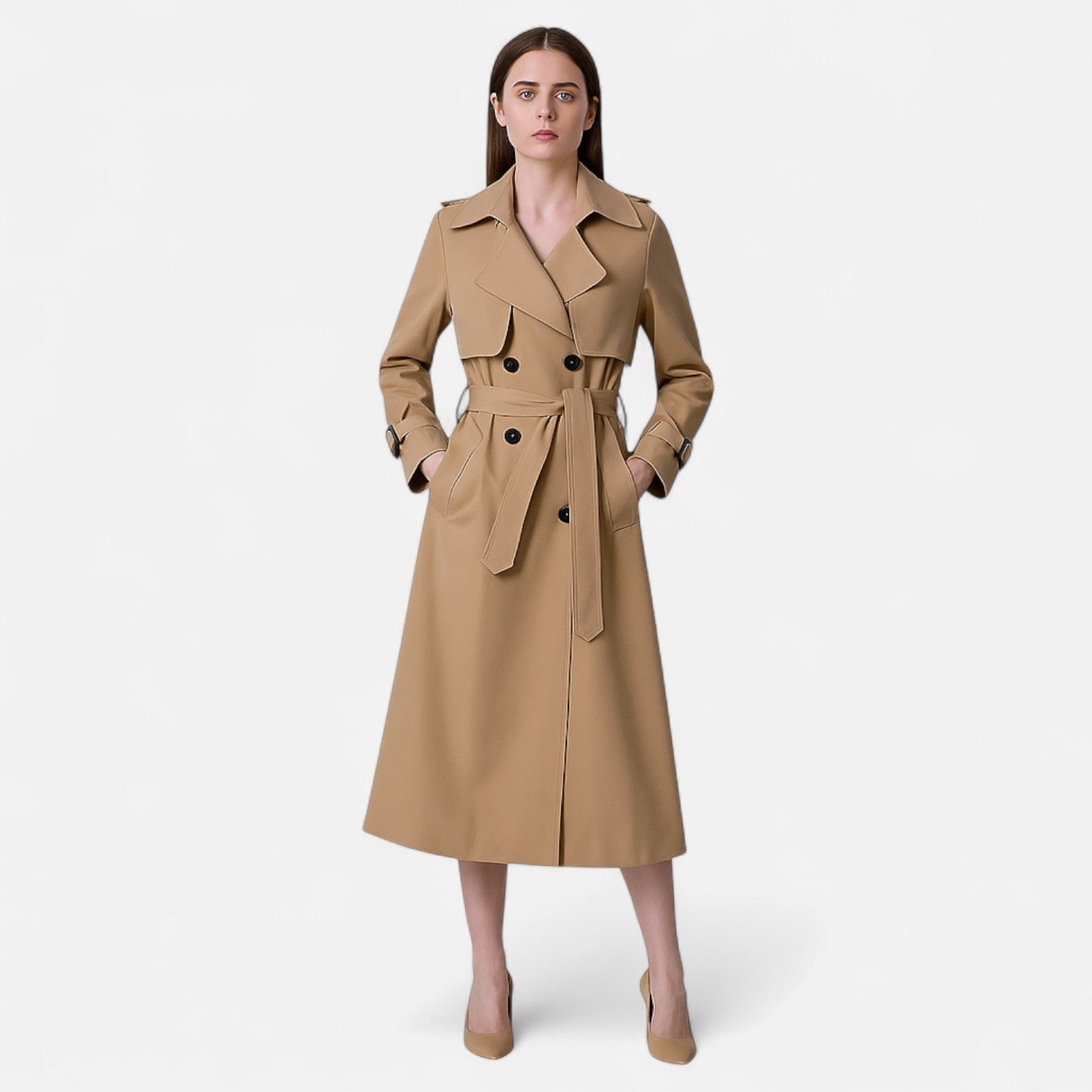 Elegant Double-Breasted Women's Trench Coat - J&B - 2 - London-stylehouse.com