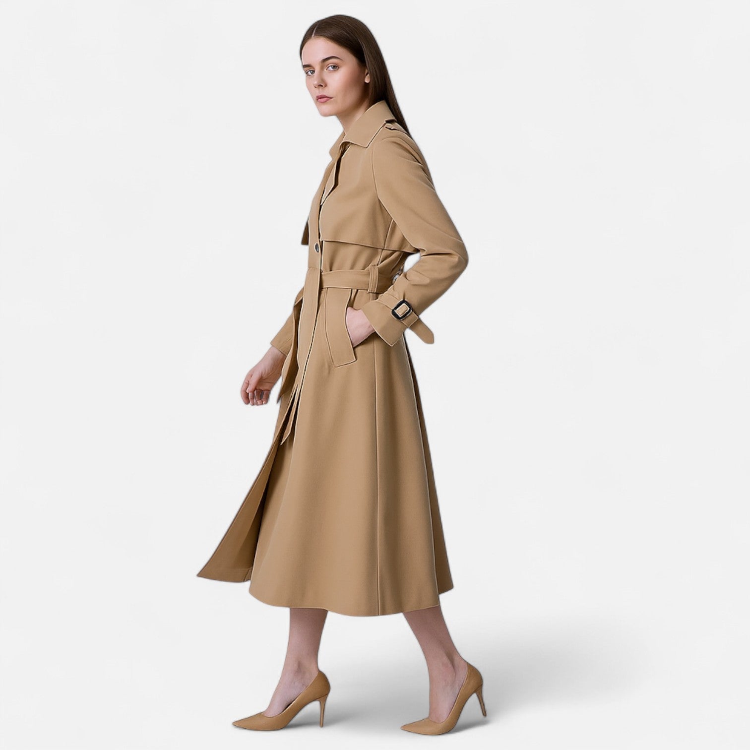 Elegant Double-Breasted Women's Trench Coat - J&B - 3 - London-stylehouse.com