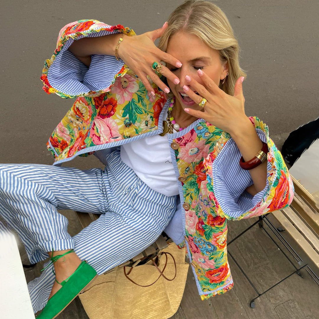 Floral-Print Women’s Jacket with Relaxed Fit - J&B - 2 - London-stylehouse.com