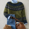 Womens' Nordic-Inspired Knitted Jumper – Stylish, Relaxed Fit with Eye-Catching Pattern - J&B - 1 - London-stylehouse.com