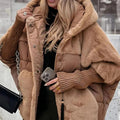 Elegant fur-trimmed hooded quilted jacket for women - J&B - 1 - London-stylehouse.com