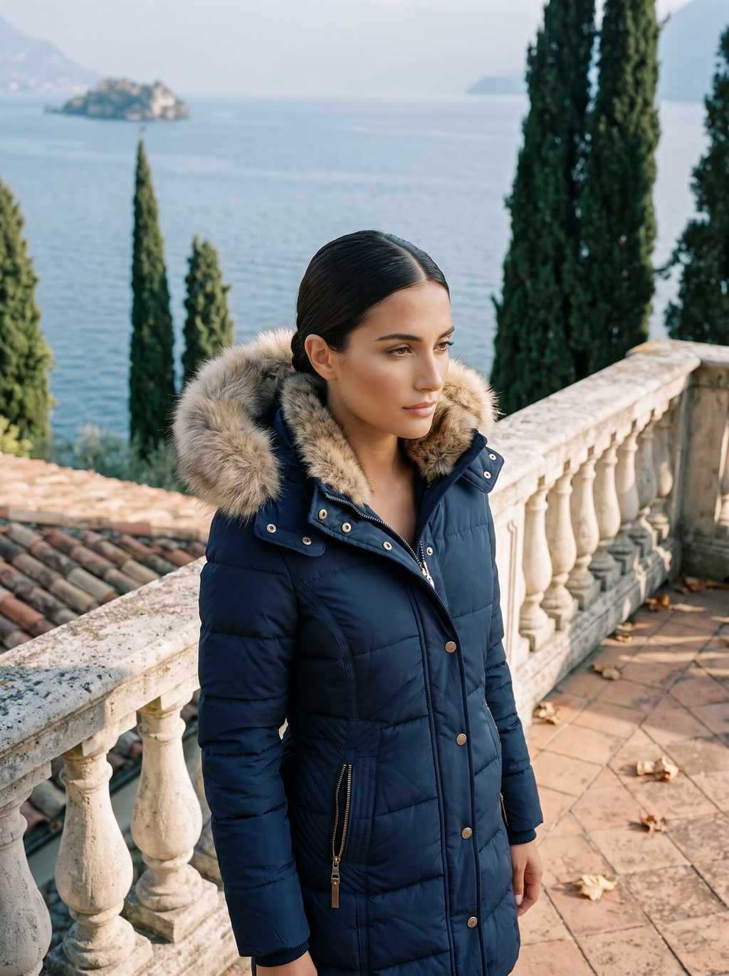 Ladies' fitted quilted jacket with removable faux fur hood - J&B - 6 - London-stylehouse.com