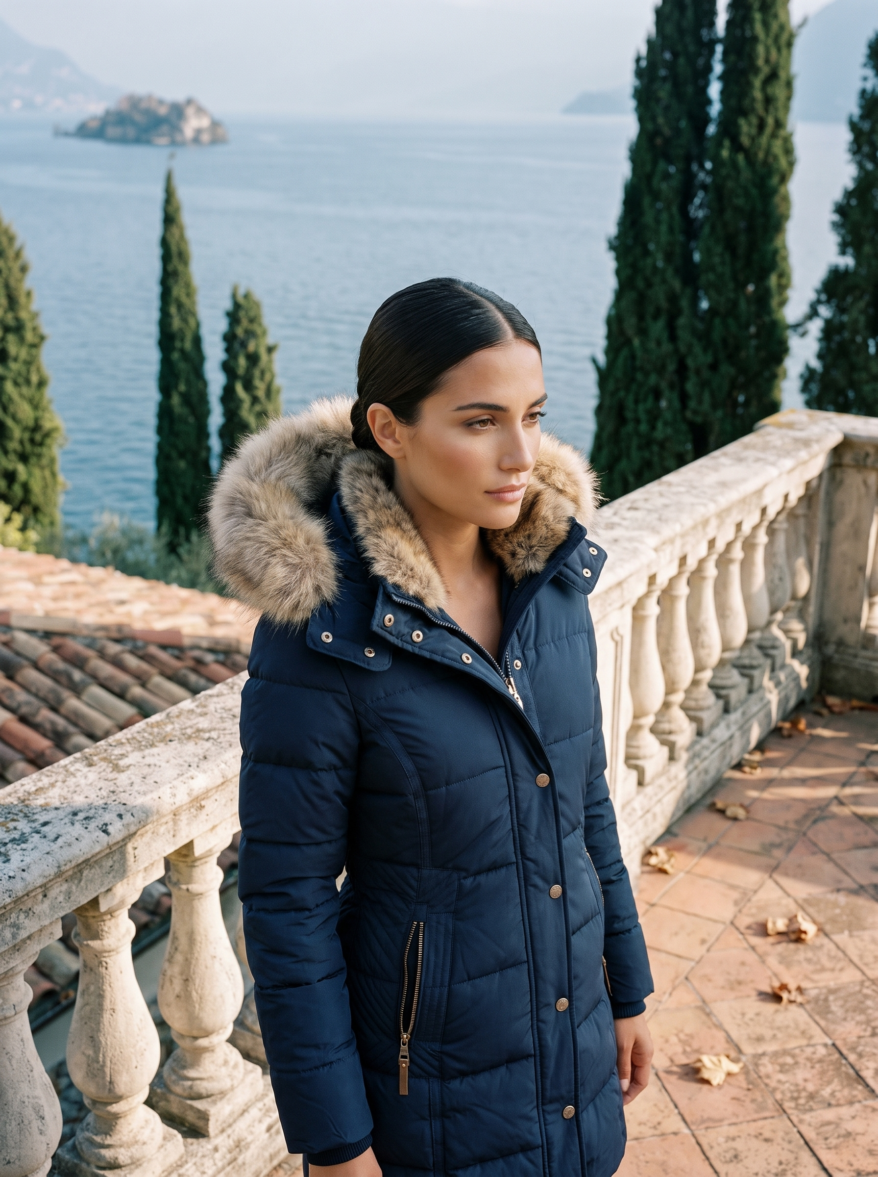 Ladies' fitted quilted jacket with removable faux fur hood - J&B - 6 - London-stylehouse.com