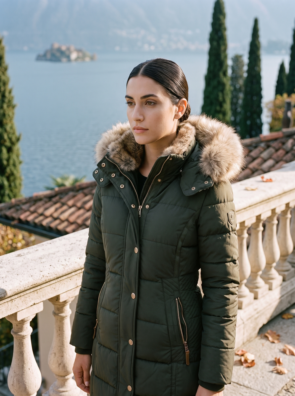 Ladies' fitted quilted jacket with removable faux fur hood - J&B - 7 - London-stylehouse.com