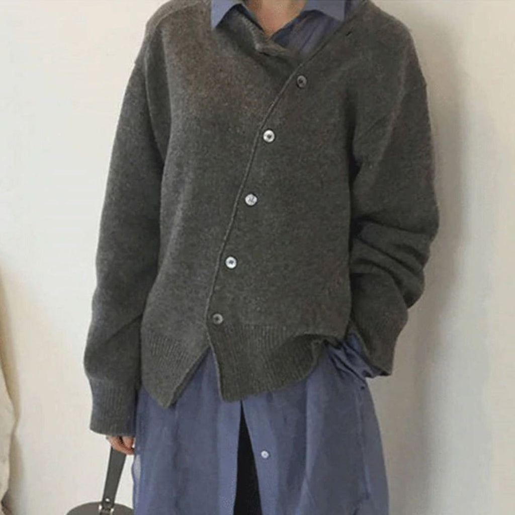 Relaxed-fit women’s knitted jumper with button detail - J&B - 2 - London-stylehouse.com