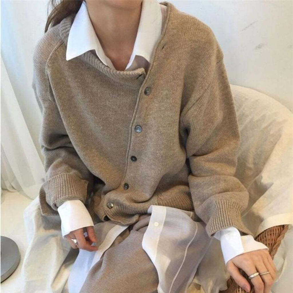 Relaxed-fit women’s knitted jumper with button detail - J&B - 4 - London-stylehouse.com