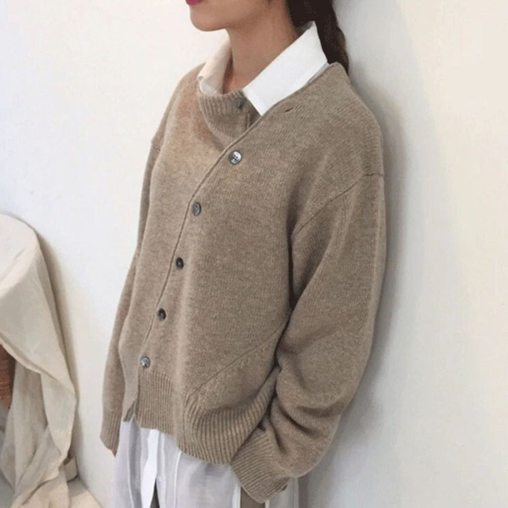 Relaxed-fit women’s knitted jumper with button detail - J&B - 6 - London-stylehouse.com