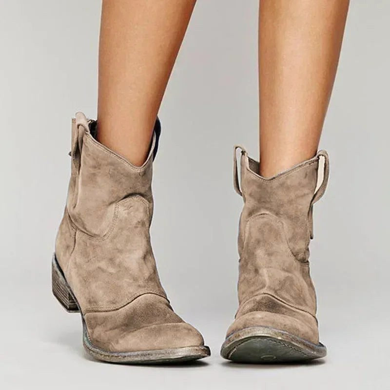 Chic Vintage Women’s Cowboy Ankle Boots with Elegant Accents - J&B - 1 - London-stylehouse.com