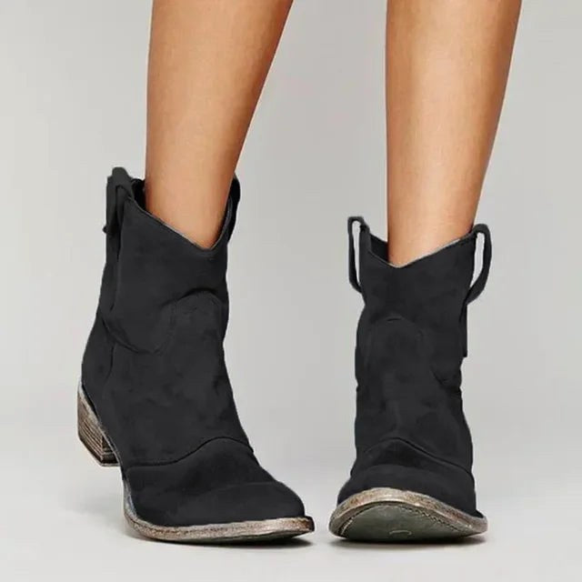 Chic Vintage Women’s Cowboy Ankle Boots with Elegant Accents - J&B - 2 - London-stylehouse.com