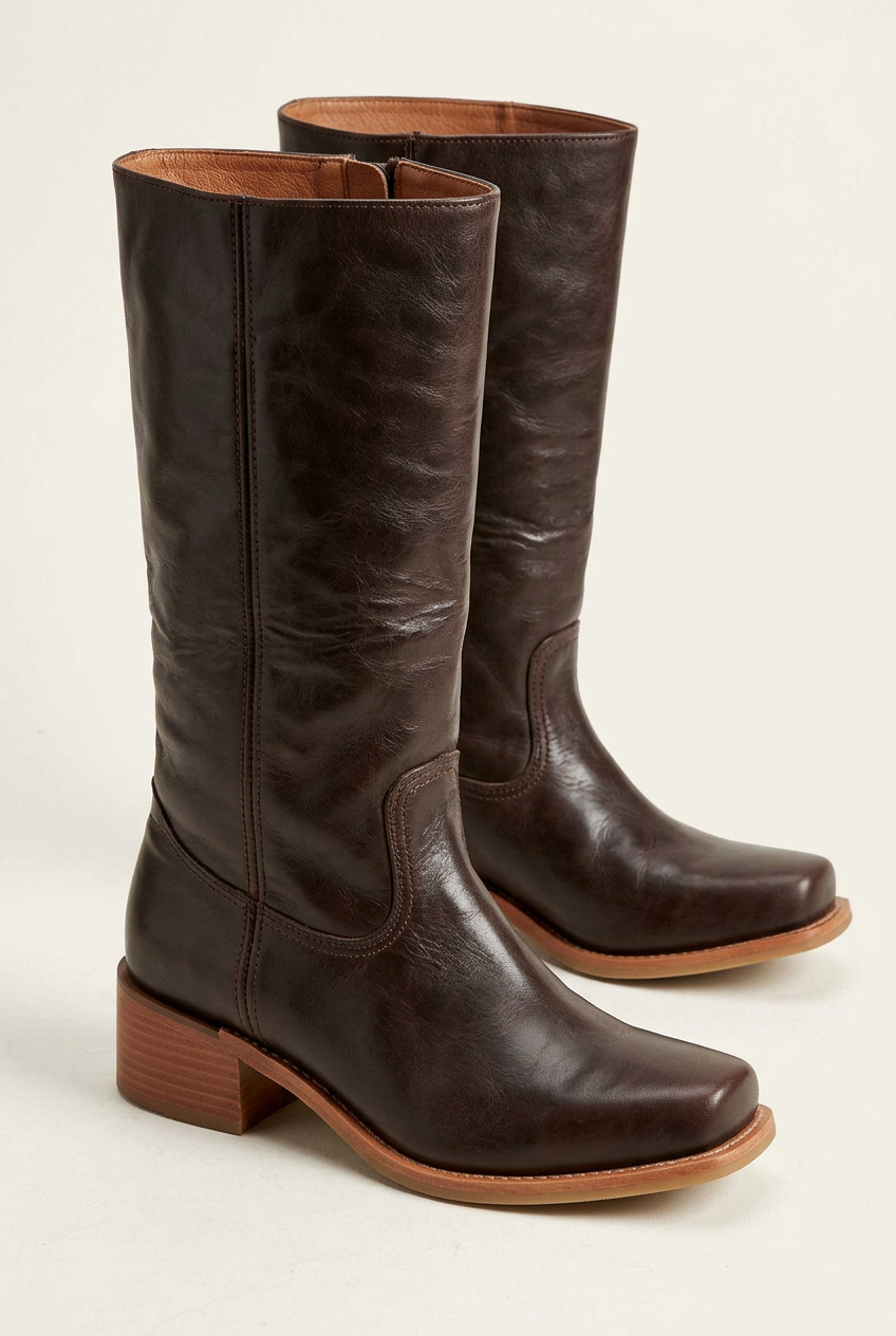 Elegantly Designed Women’s Calf-Height Boots with Closed Toe and Sturdy Block Heel - J&B - 18 - London-stylehouse.com