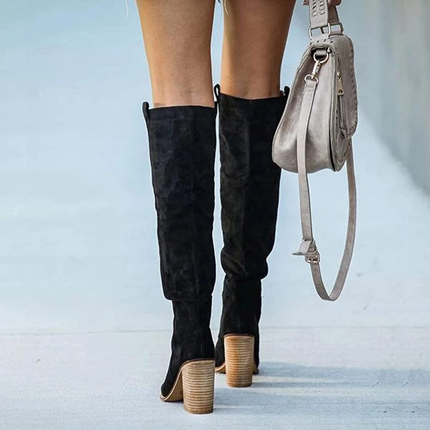Elegant Western-inspired knee-high boots for women with block heels - J&B - 6 - London-stylehouse.com