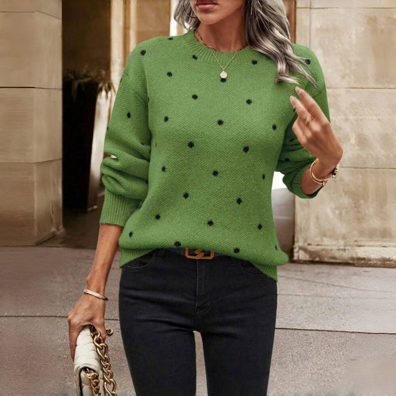 Chic Women’s Polka Dot Loose Jumper - J&B - 2 - London-stylehouse.com