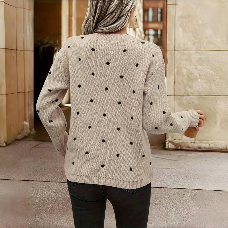 Chic Women’s Polka Dot Loose Jumper - J&B - 8 - London-stylehouse.com