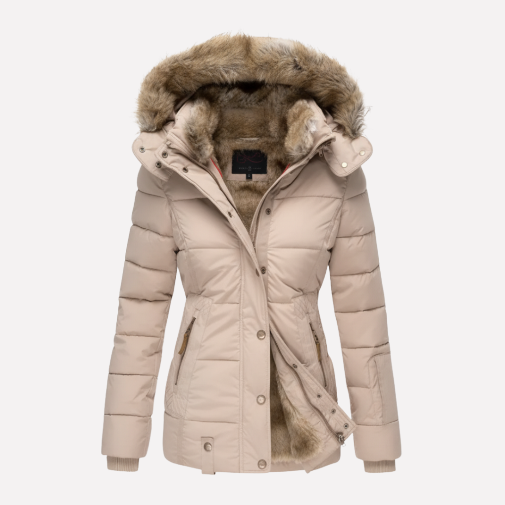 J&B Women’s Hooded Quilted Jacket with Luxurious Faux Fur Trim - 2 - London-stylehouse.com