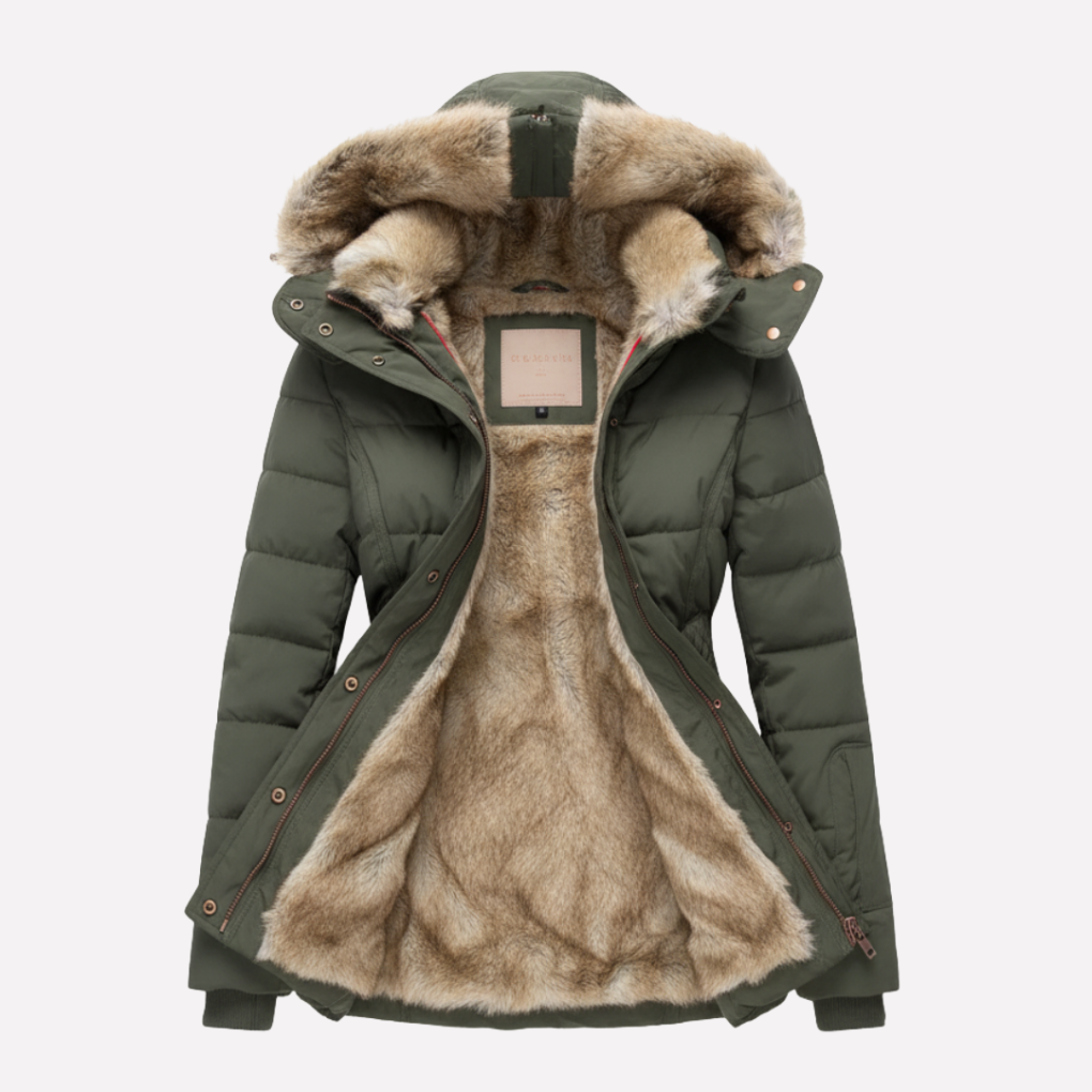 J&B Women’s Hooded Quilted Jacket with Luxurious Faux Fur Trim - 3 - London-stylehouse.com