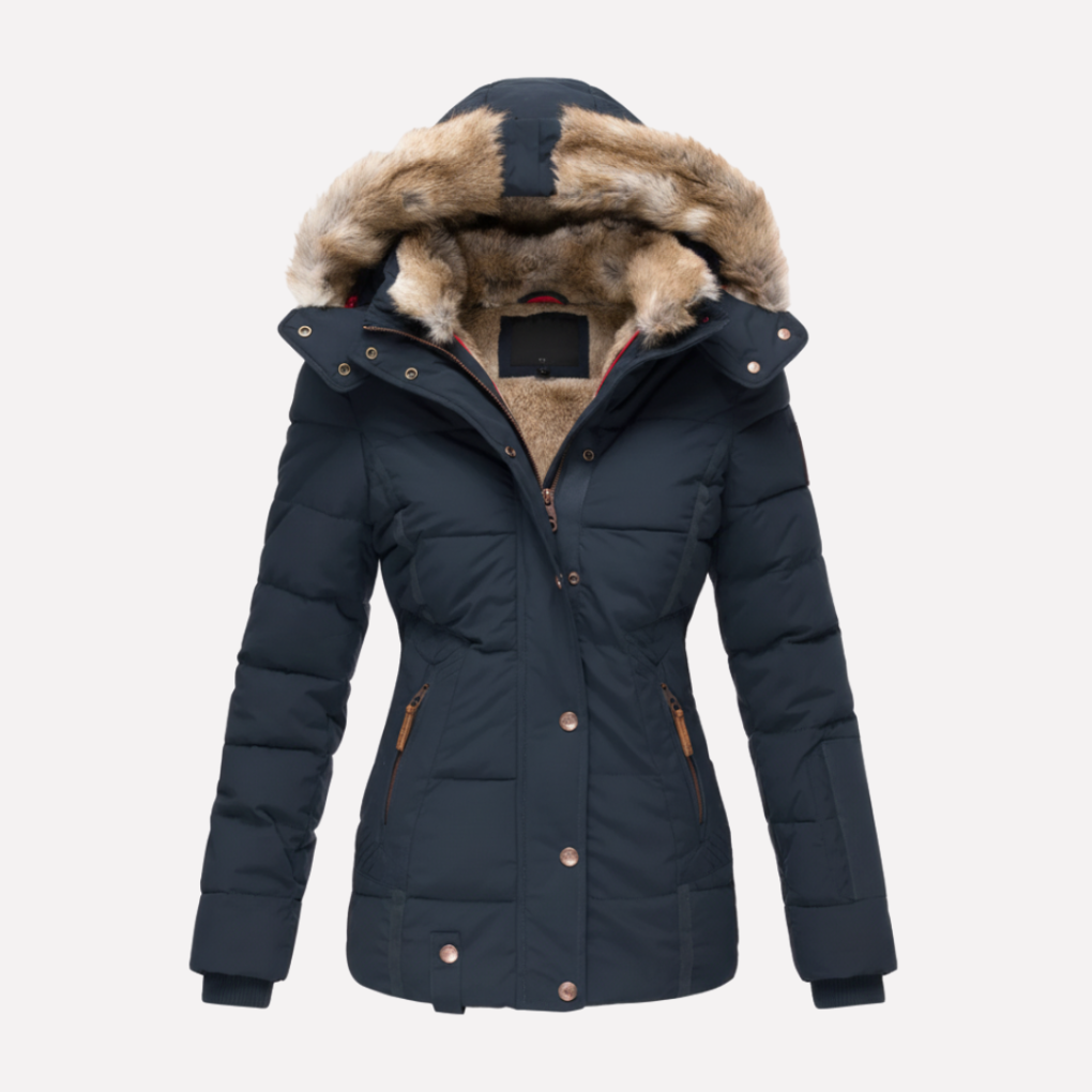 J&B Women’s Hooded Quilted Jacket with Luxurious Faux Fur Trim - 5 - London-stylehouse.com