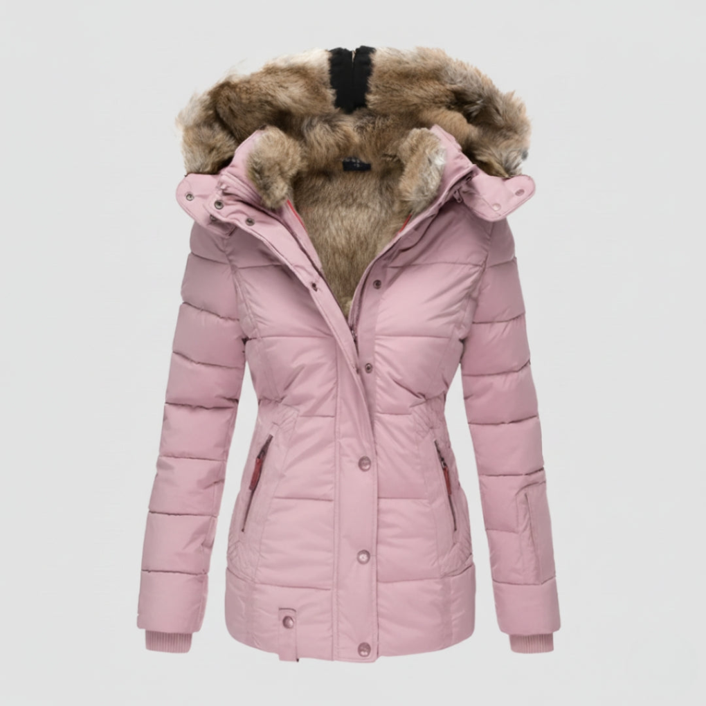 J&B Women’s Hooded Quilted Jacket with Luxurious Faux Fur Trim - 6 - London-stylehouse.com