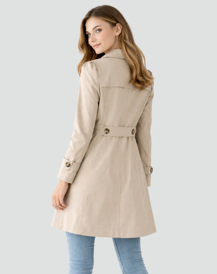 Timeless Women's Trench Coat with Waist Belt - J&B - 2 - London-stylehouse.com