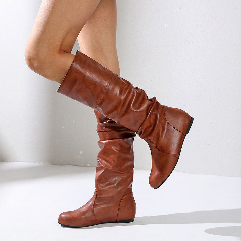 Casual women’s riding boots with a high waist and rounded toe - J&B; - 8 - London-stylehouse.com