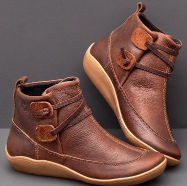 Women’s ankle boots with a round toe and a flat sole - 3 - London-stylehouse.com