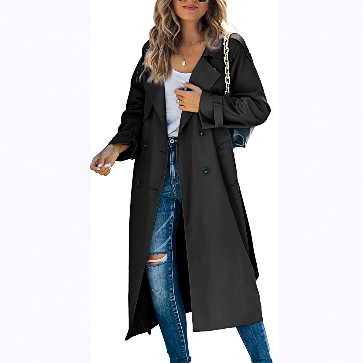 Women’s midi-length trench coat with double-breasted fastening - J&B; - 2 - London-stylehouse.com