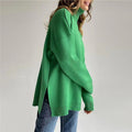 Women’s knitted jumper with a high collar and a loose fit - J&B; - 4 - London-stylehouse.com
