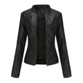 Slim-fit women’s leather jacket with a stand-up collar and zip details - J&B; - 3 - London-stylehouse.com
