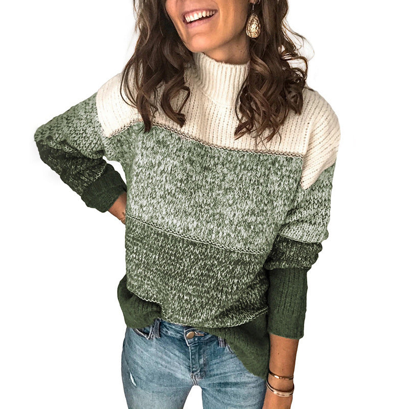 Women’s loose-fitting colour-blocked roll-neck jumper - J&B; - 2 - London-stylehouse.com