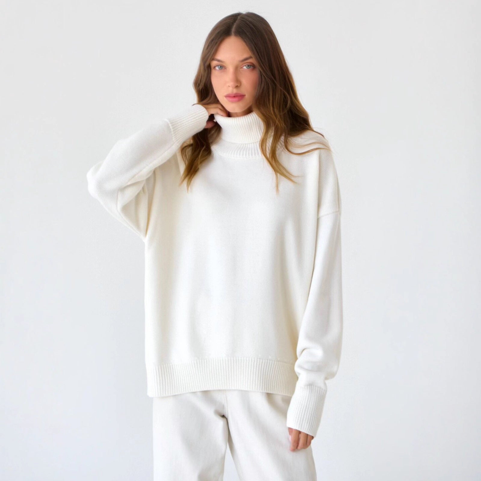 Women’s loose-fit jumper with a roll neck and long sleeves - J&B; - 2 - London-stylehouse.com