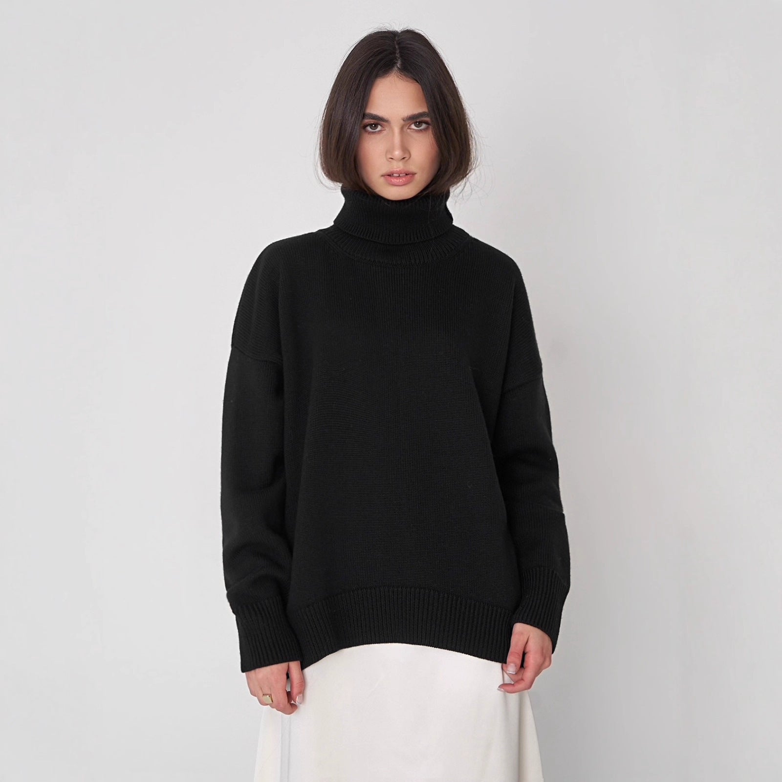 Women’s loose-fit jumper with a roll neck and long sleeves - J&B; - 6 - London-stylehouse.com