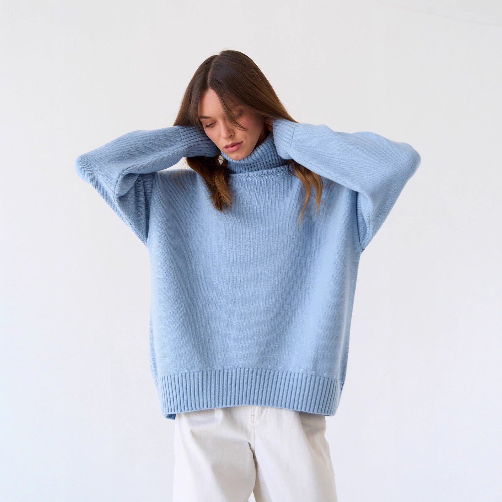 Women’s loose-fit jumper with a roll neck and long sleeves - J&B; - 7 - London-stylehouse.com