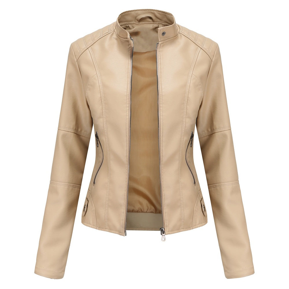Women’s faux leather motorbike jacket with a front zip and pockets - J&B; - 4 - London-stylehouse.com