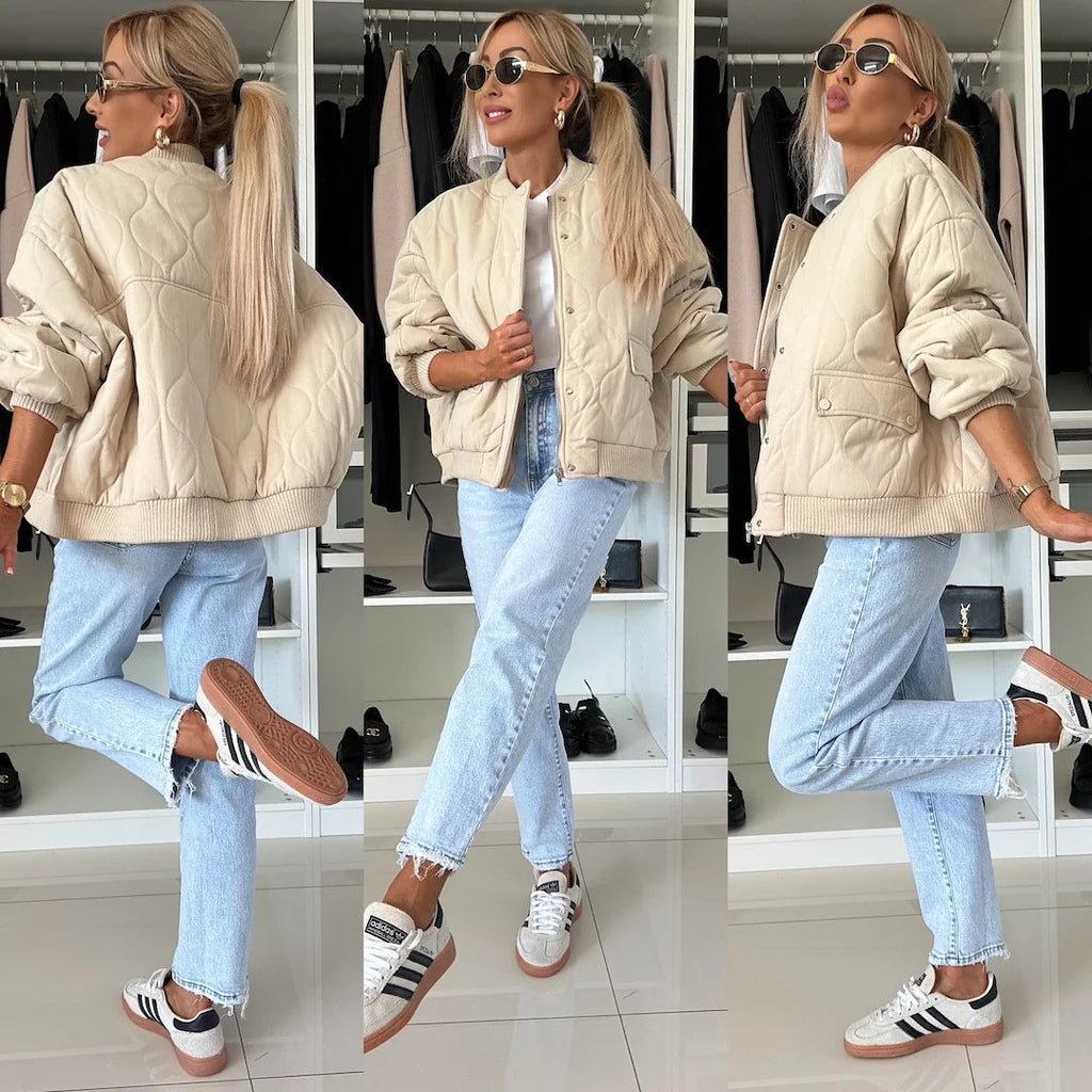 Quilted bomber jacket for women – Casual style with press-stud fastening - J&B; - 1 - London-stylehouse.com