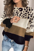 Women’s loose-fit jumper with a leopard print and contrasting stripes - J&B; - 8 - London-stylehouse.com