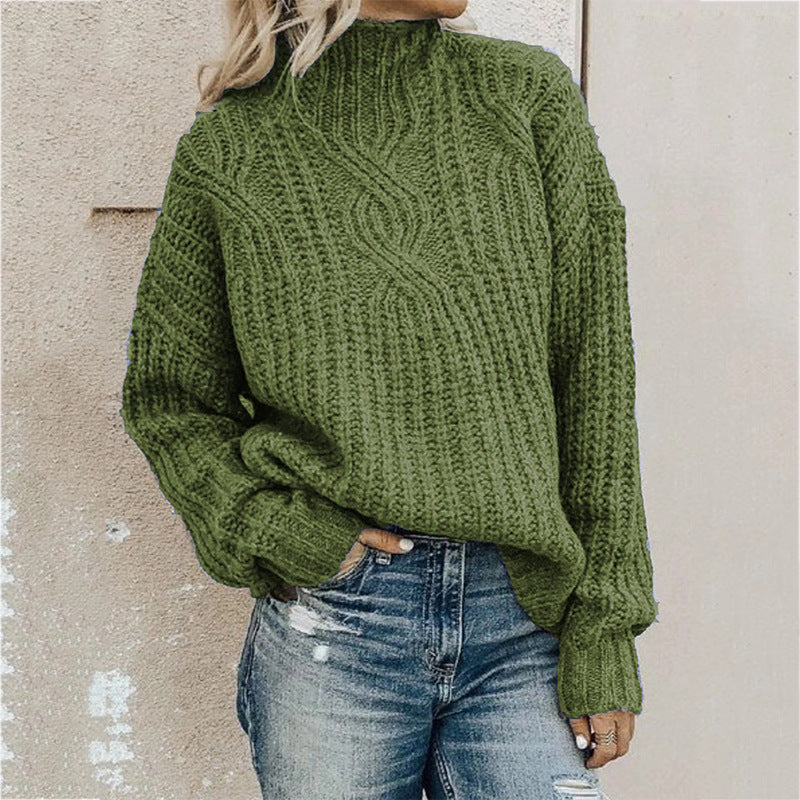 Women’s turtleneck jumper with cable knit pattern - J&B; - 1 - London-stylehouse.com