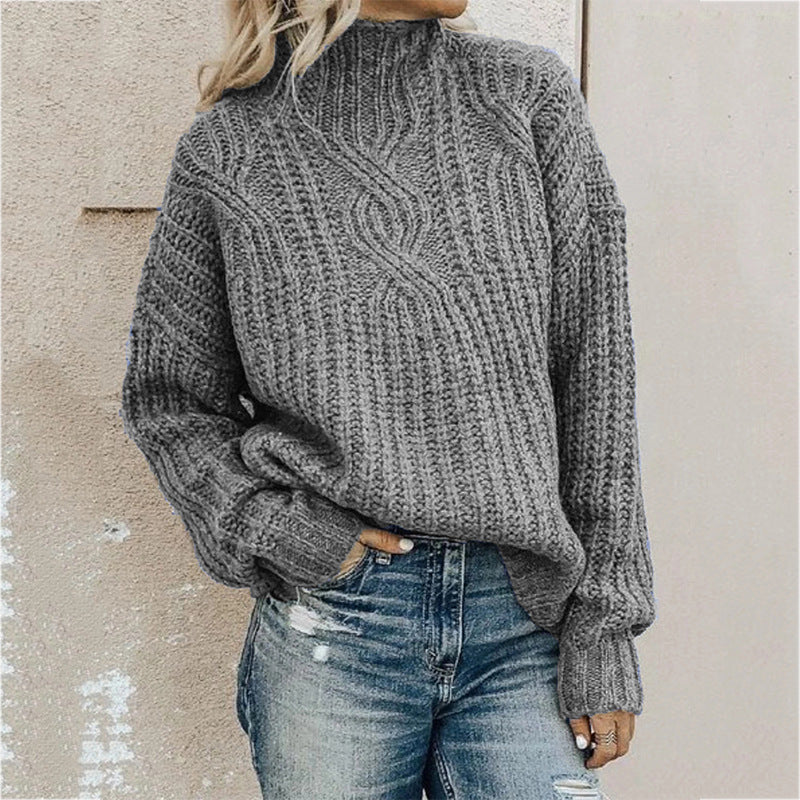 Women’s turtleneck jumper with cable knit pattern - J&B; - 3 - London-stylehouse.com