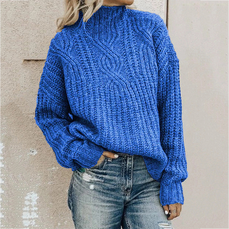 Women’s turtleneck jumper with cable knit pattern - J&B; - 4 - London-stylehouse.com