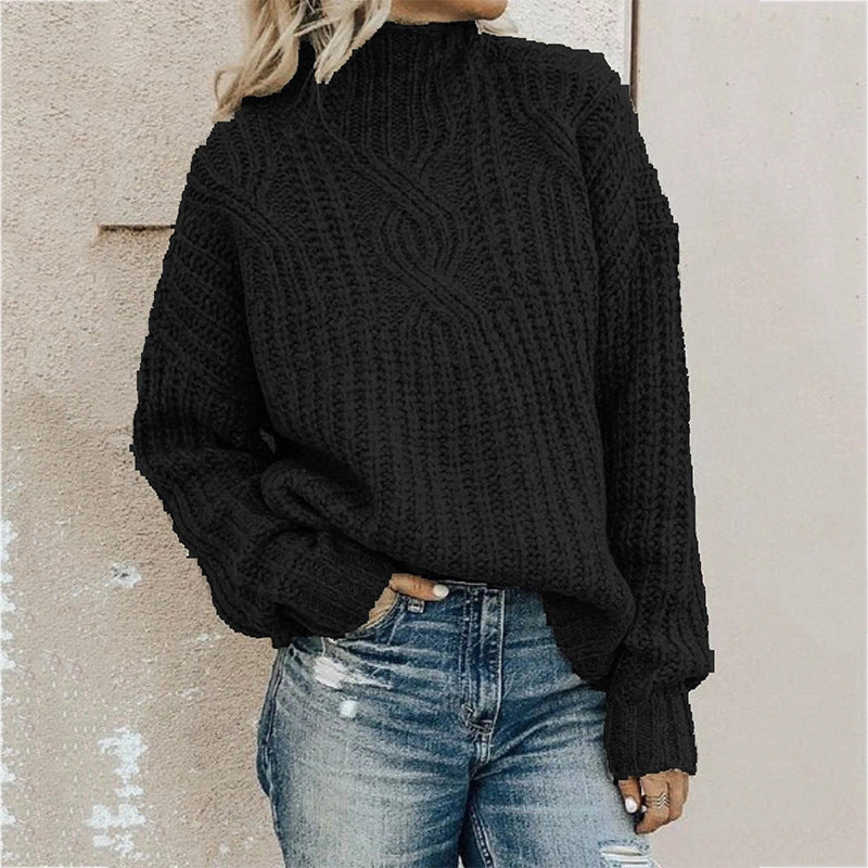 Women’s turtleneck jumper with cable knit pattern - J&B; - 6 - London-stylehouse.com
