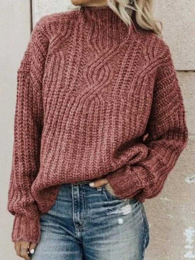 Women’s turtleneck jumper with cable knit pattern - J&B; - 7 - London-stylehouse.com