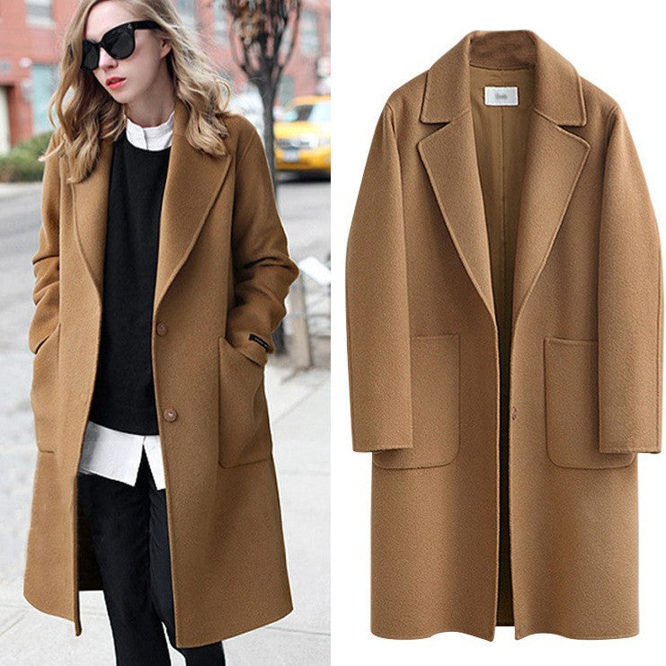 Long, loose-fitting ladies’ coat with pockets and a notched collar - J&B; - 3 - London-stylehouse.com
